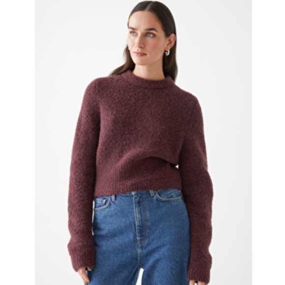 & Other Stories Alpaca Knit Textured Long Sleeve Crew Neck Sweater Xs